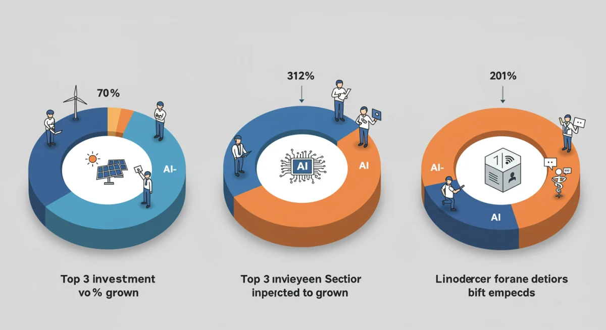 Infographic showing top 3 investment sectors with projected growth rates for 2025