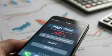Smartphone showing high-yield savings account details with high APY