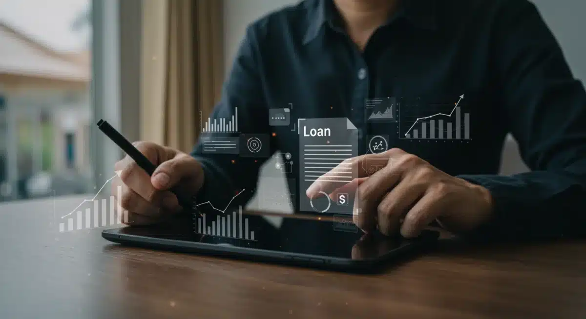 Person analyzing student loan repayment options and financial planning documents digitally.