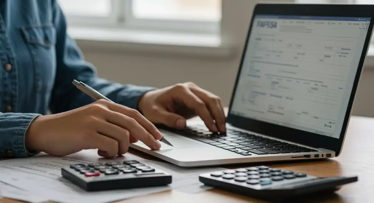Student's hands completing a FAFSA application on a laptop, illustrating the streamlined process.