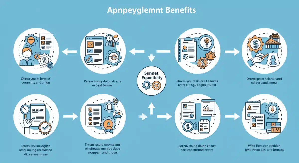 Infographic showing step-by-step federal unemployment benefits application process.