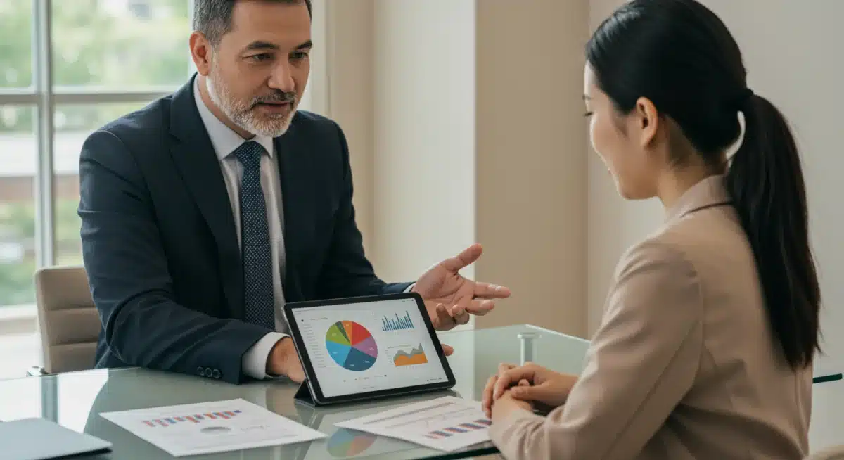 Financial advisor discussing diversified investment strategies