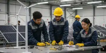 Vocational students training in renewable energy