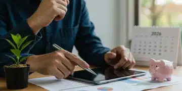 Person planning 2026 retirement contributions with a tablet and financial documents
