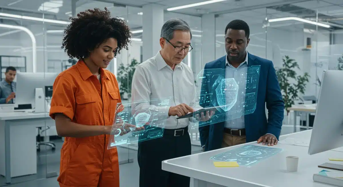 Diverse workforce collaborating, symbolizing economic innovation and development.