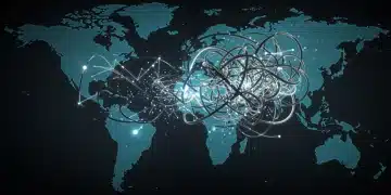 Global supply chain network experiencing disruptions, impacting international trade and logistics.
