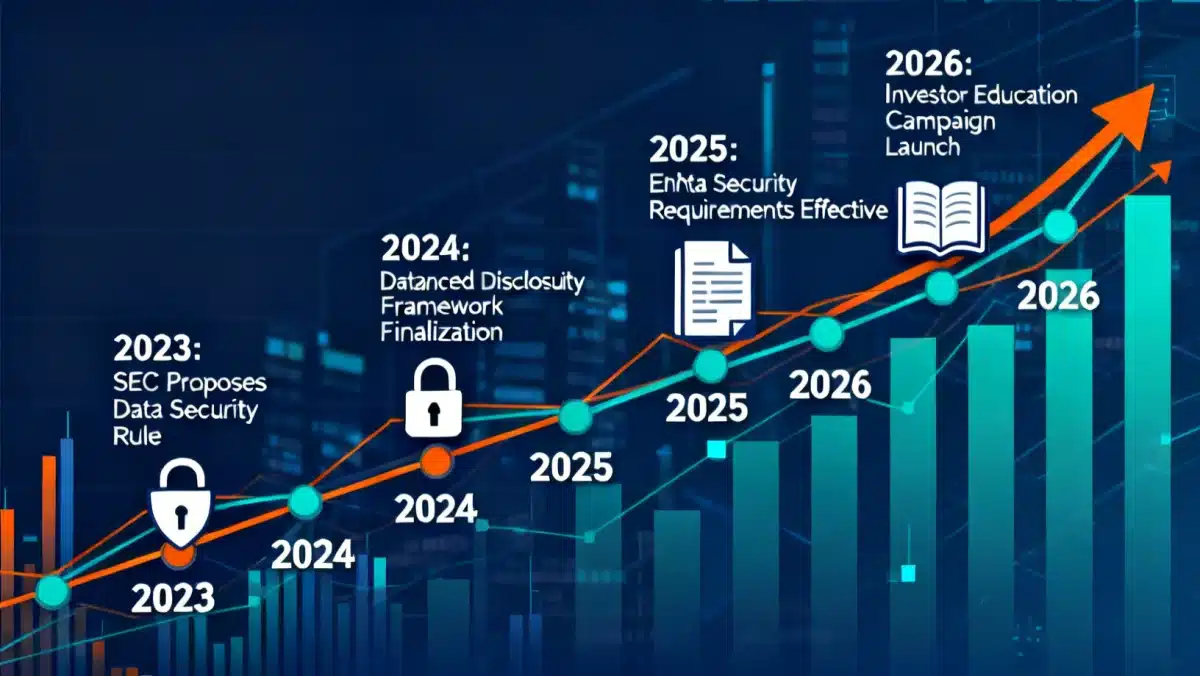 Infographic timeline illustrating key milestones for 2026 SEC regulations