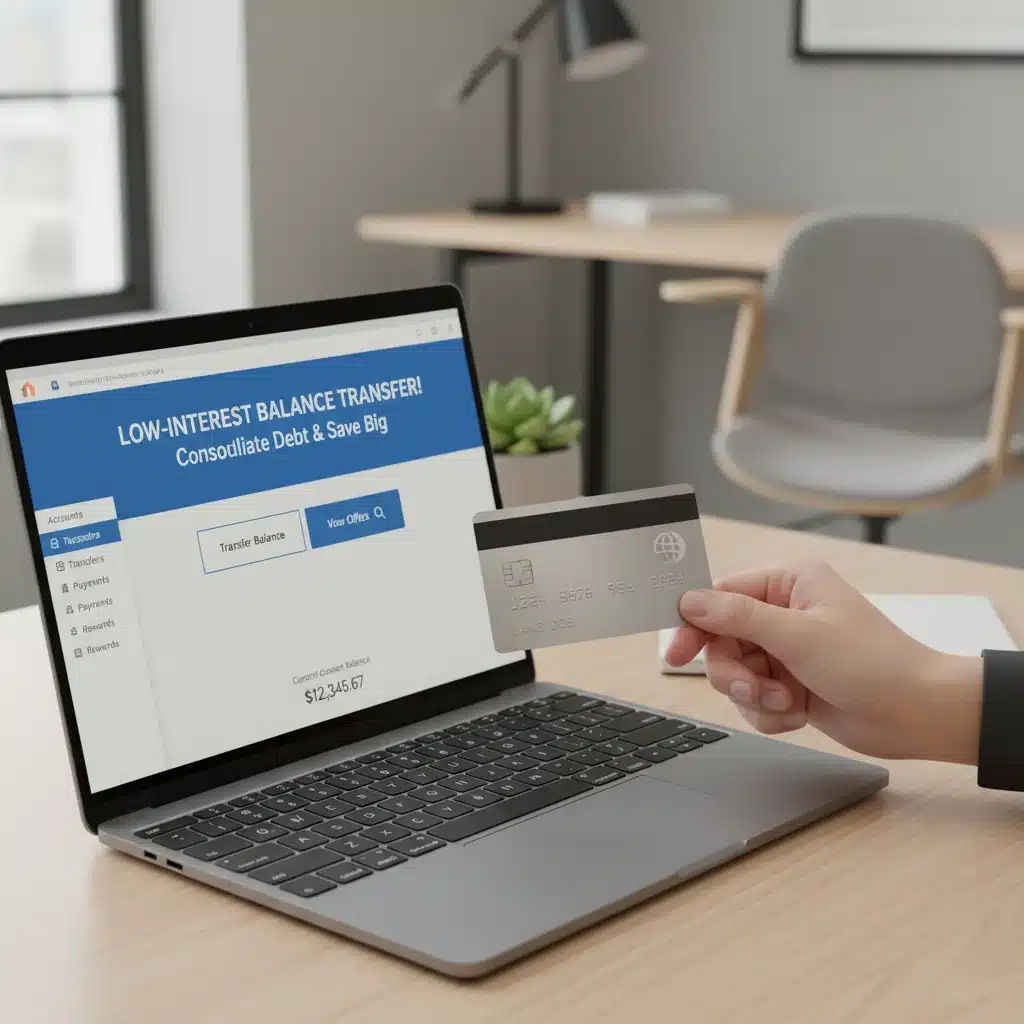 Online balance transfer application for credit card debt