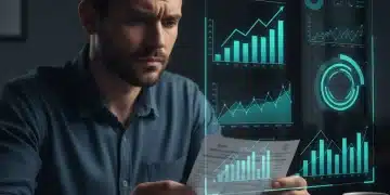 Person analyzing credit card statement to reduce interest