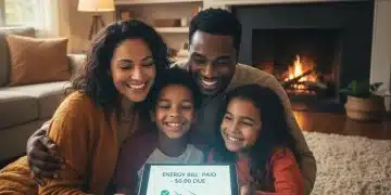 Family comfortably reviewing energy assistance information on a tablet