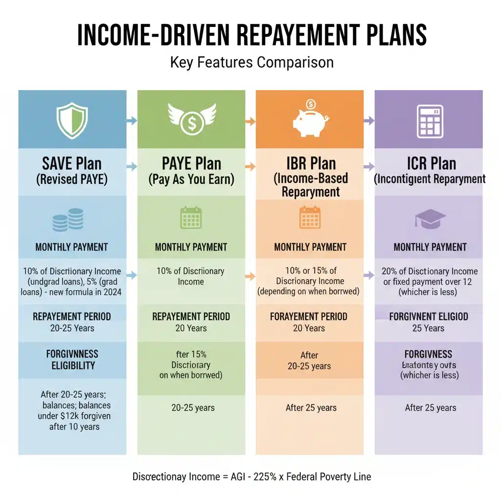 Infographic comparing income-driven repayment plans