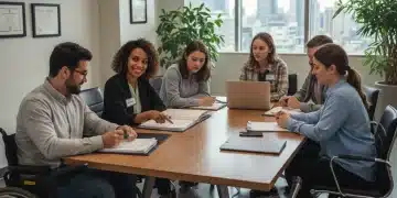 Group discussing disability benefits application with a professional