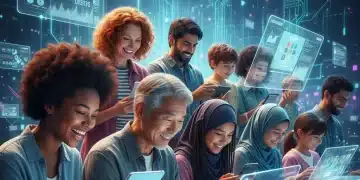 Diverse individuals learning on various devices, representing global e-learning platforms in 2026.