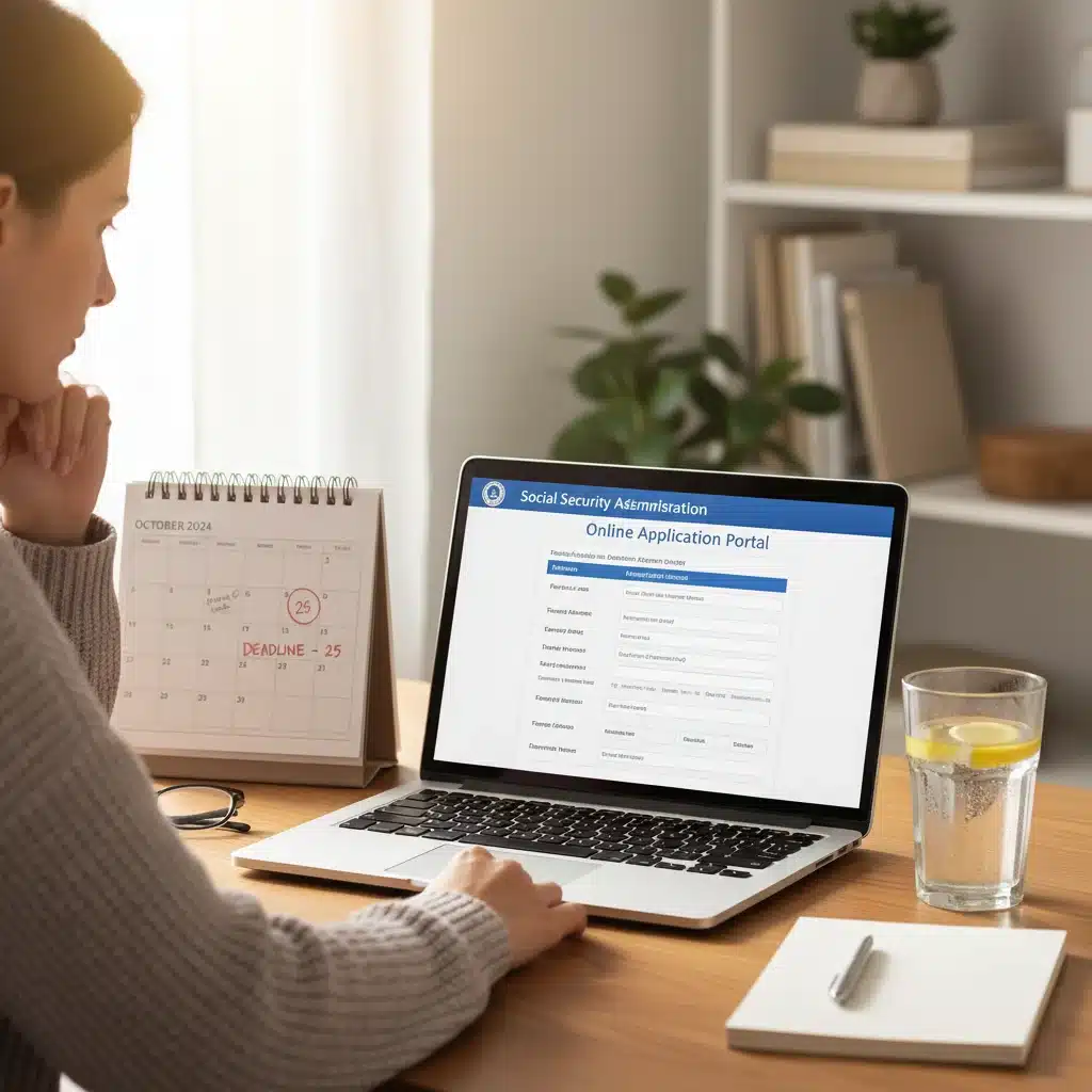 Person applying for disability benefits online on SSA website