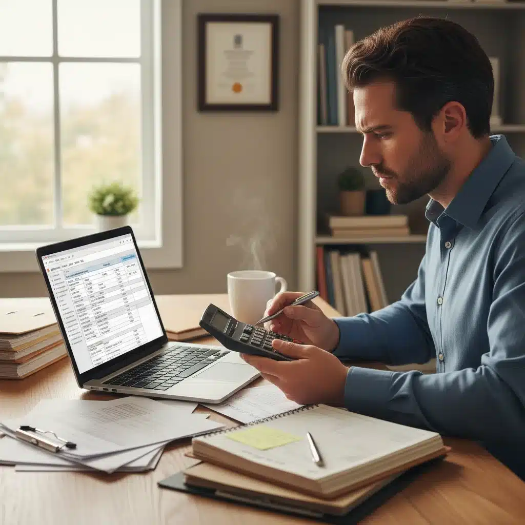 Individual carefully preparing tax documents for Child Tax Credit claim.