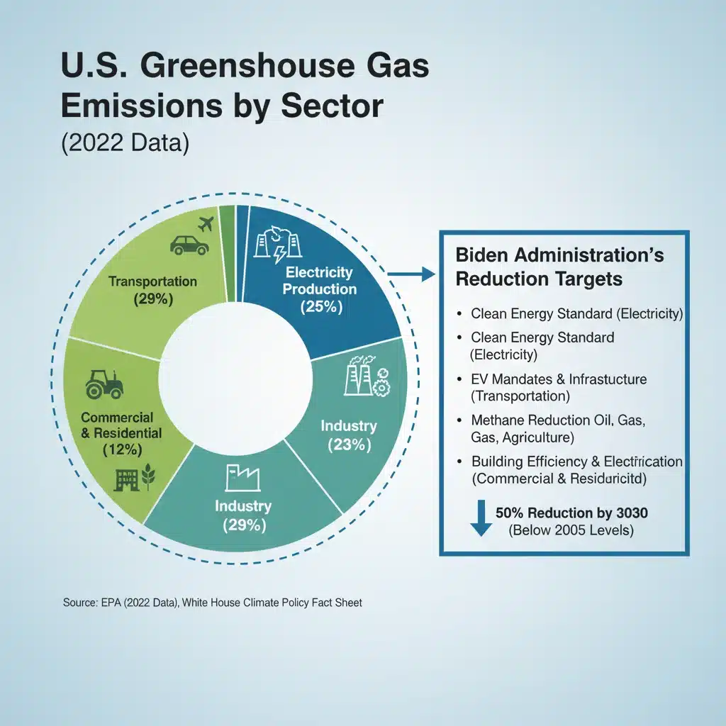Infographic of US greenhouse gas emissions by sector